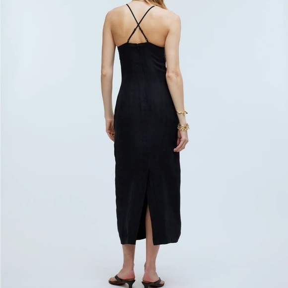 Madewell Crisscross Midi Slip Dress Cupro-Blend in True black size 4 NWT NP085 - Picture 4 of 13